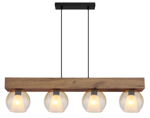 Globo Barry I E27 Hängeleuchte 4-fach 40W Schwarz Matt, Metall Ø18cm 15773-4H