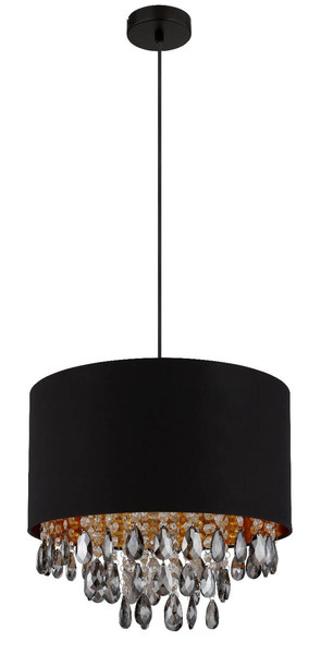 Globo Pendelleuchte Coletta E27 Schwarz matt Metall Textil Ø40cm