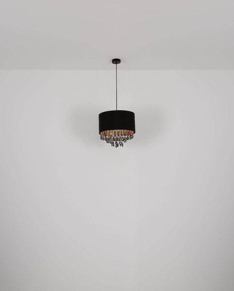 Globo Pendelleuchte Coletta E27 Schwarz matt Metall Textil Ø40cm