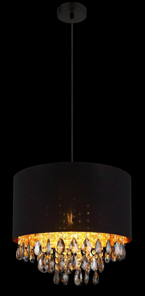 Globo Pendelleuchte Coletta E27 Schwarz matt Metall Textil Ø40cm