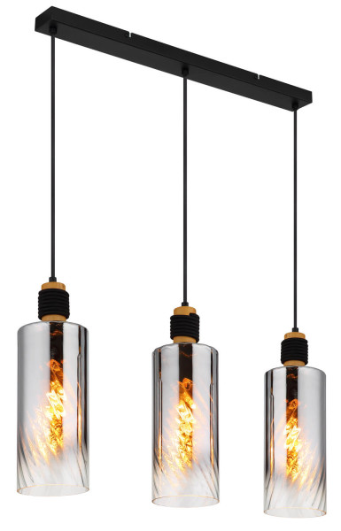 Globo Osborne E27 Hängeleuchte 3-fach 40W Schwarz Matt, Metall Ø12cm 15777-3H