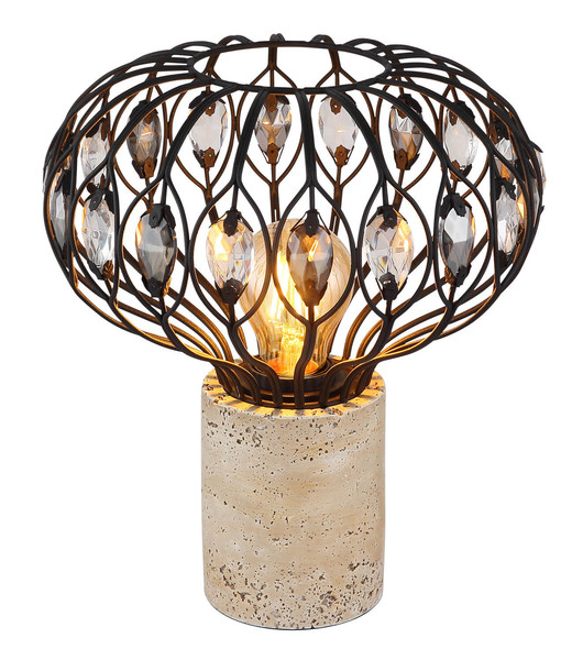 Globo Dorthy E27 Tischleuchte 40W Travertine-Optik, Beton Ø25cm 15778T