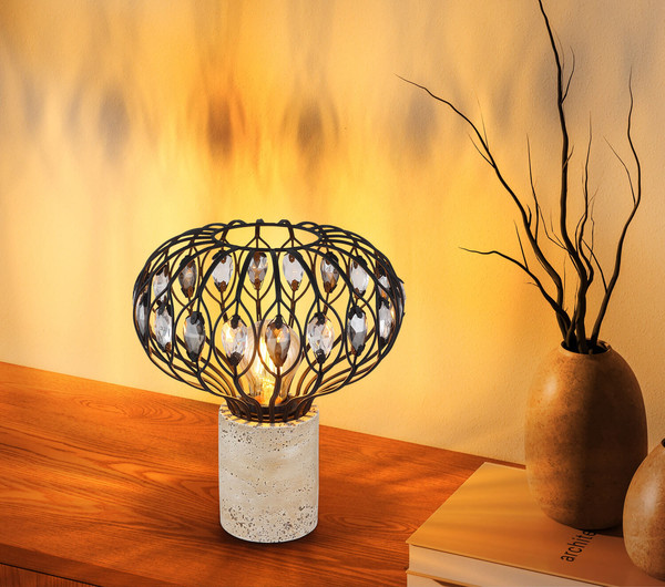 Globo Dorthy E27 Tischleuchte 40W Travertine-Optik, Beton Ø25cm 15778T