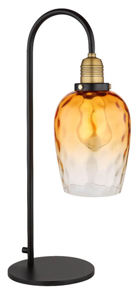 Globo Tischleuchte Salvy E27 Schwarz matt amber Metall Glas 55x24,5cm