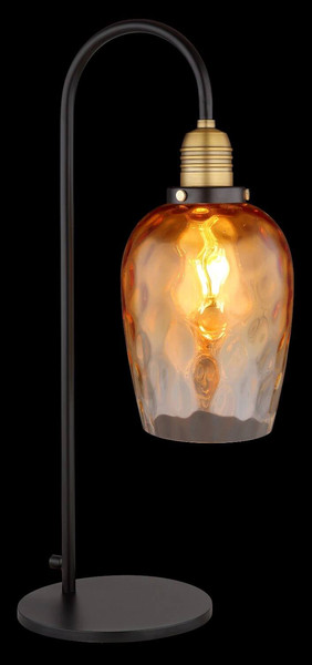Globo Tischleuchte Salvy E27 Schwarz matt amber Metall Glas 55x24,5cm