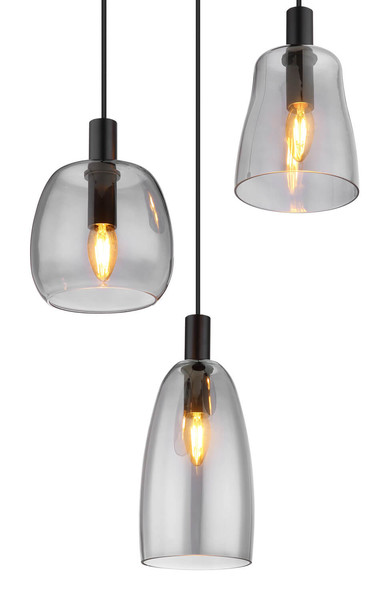 Globo Garri E14 Hängeleuchte 3-fach 40W Schwarz Matt, Metall 150cm 15789-3HB