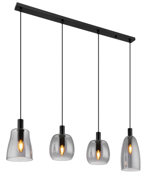 Globo Garri E14 Hängeleuchte 4-fach 40W Schwarz Matt, Metall 120cm 15789-4HB
