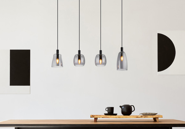 Globo Garri E14 Hängeleuchte 4-fach 40W Schwarz Matt, Metall 120cm 15789-4HB