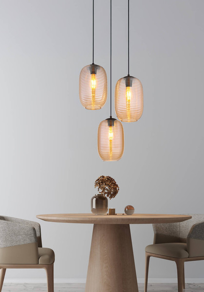 Globo Jefrey E27 Hängeleuchte 3-fach 40W Schwarz Matt, Metall Ø20cm 15794-3HRA