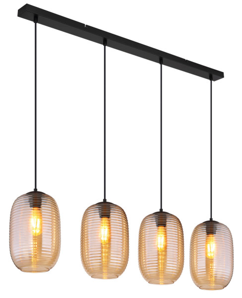 Globo Jefrey E27 Hängeleuchte 4-fach 40W Schwarz Matt, Metall Ø20cm 15794-4HA