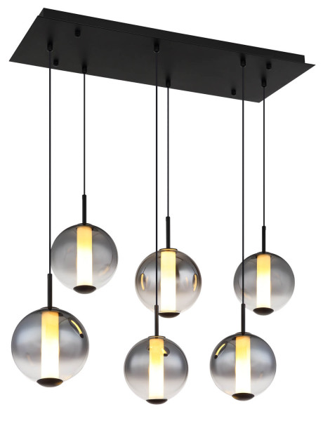 Globo Lacy LED Hängeleuchte 78W Warmweiß Schwarz Matt, Metall 120cm 15798-6H