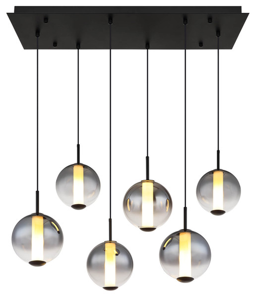 Globo Lacy LED Hängeleuchte 78W Warmweiß Schwarz Matt, Metall 120cm 15798-6H