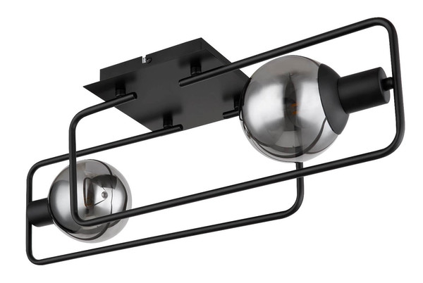 Globo Deckenleuchte Blama 2-flammig E14 Schwarz matt rauchfarben Metall Glas 61x23cm