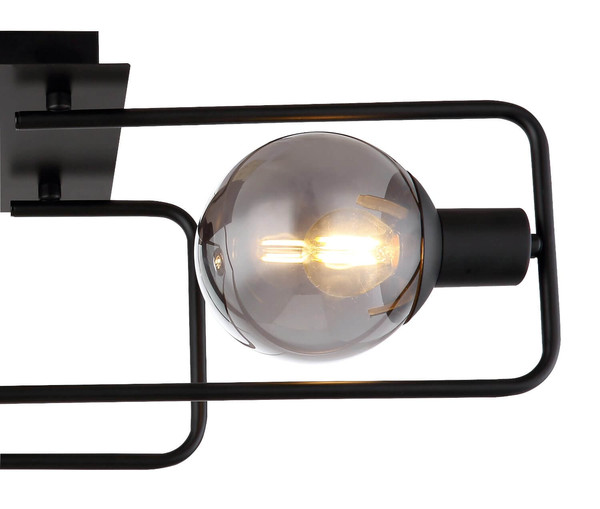 Globo Deckenleuchte Blama 2-flammig E14 Schwarz matt rauchfarben Metall Glas 61x23cm