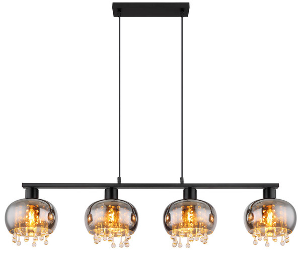 Globo Corry E27 Hängeleuchte 4-fach 9W Schwarz Matt, Metall Ø21cm 15839-4H