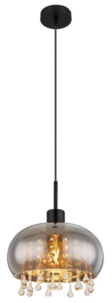 Globo Pendelleuchte Corry E27 Schwarz matt rauchfarben Metall Glas Ø28cm