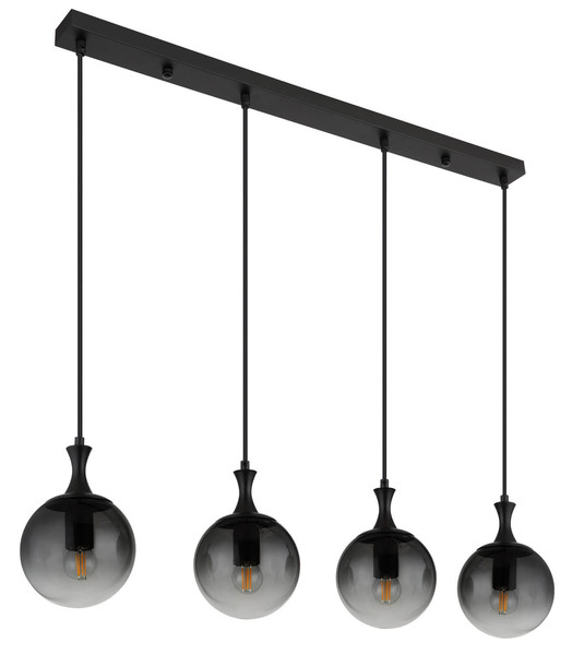 Globo Dalton E27 Hängeleuchte 4-fach 10W Schwarz Matt, Metall Ø15cm 15885-4H