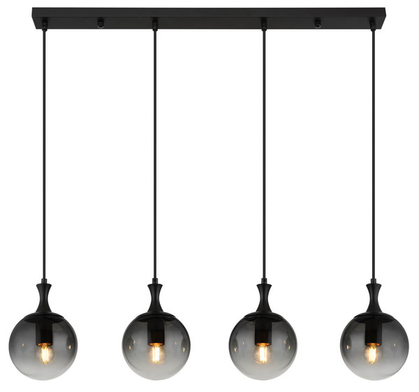 Globo Dalton E27 Hängeleuchte 4-fach 10W Schwarz Matt, Metall Ø15cm 15885-4H