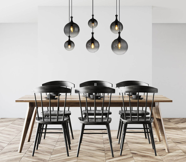 Globo Dalton E27 Hängeleuchte 6-fach 10W Schwarz Matt, Metall 141cm 15885-6H