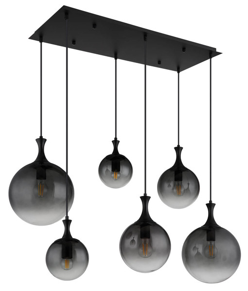 Globo Dalton E27 Hängeleuchte 6-fach 10W Schwarz Matt, Metall 141cm 15885-6H