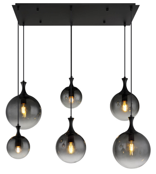 Globo Dalton E27 Hängeleuchte 6-fach 10W Schwarz Matt, Metall 141cm 15885-6H