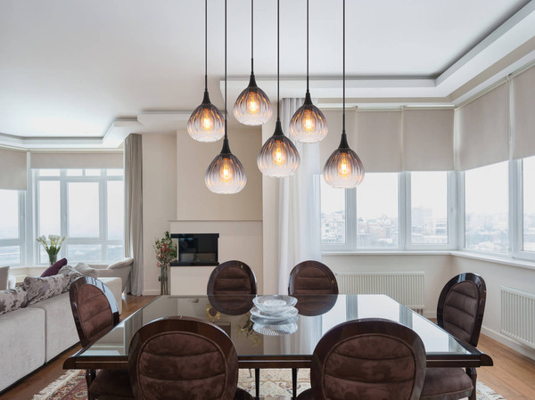 Globo Olsen E27 Hängeleuchte 6-fach 40W Schwarz Matt, Metall Ø20cm 15887-6H