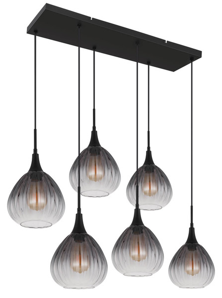 Globo Olsen E27 Hängeleuchte 6-fach 40W Schwarz Matt, Metall Ø20cm 15887-6H