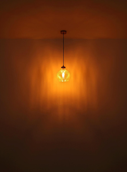 Globo Pendelleuchte Jessica E27 Goldfarben matt amber Metall Glas Ø22cm