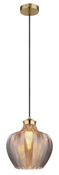 Globo Pendelleuchte Jessica E27 Goldfarben matt rauchfarben Metall Glas Ø25cm