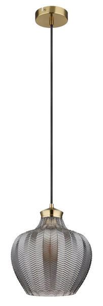 Globo Pendelleuchte Jessica E27 Goldfarben matt rauchfarben Metall Glas Ø25cm