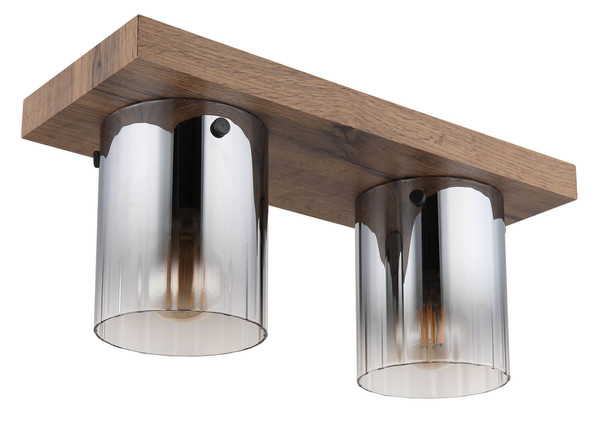 Globo Underwood E27 Deckenleuchte 2-fach 40W Holzoptik Dunkel, Mdf Ø12cm 15915-2