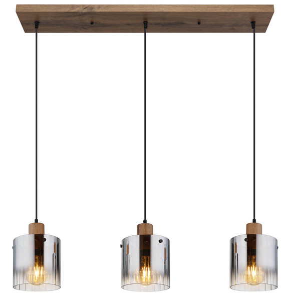 Globo Underwood E27 Hängeleuchte 3-fach 60W Holzoptik Dunkel, Mdf Ø18cm 15915-3H