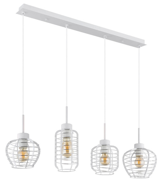 Globo Pendelleuchte Nesa 4-flammig E27 Weiß matt Metall 120x90cm