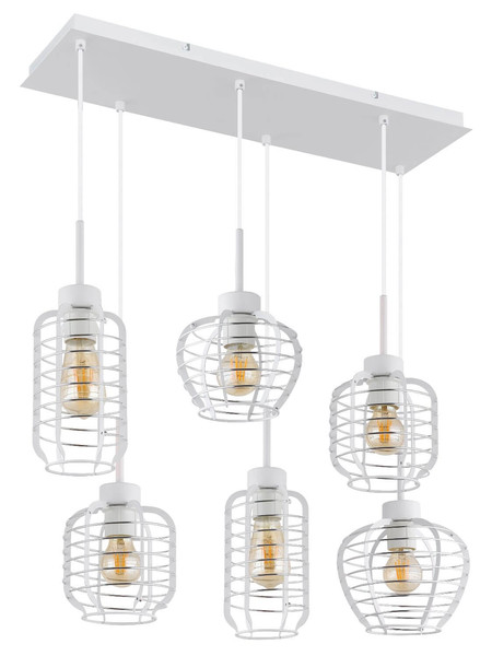 Globo Pendelleuchte Nesa 6-flammig E27 Weiß matt Metall 120x77,5cm