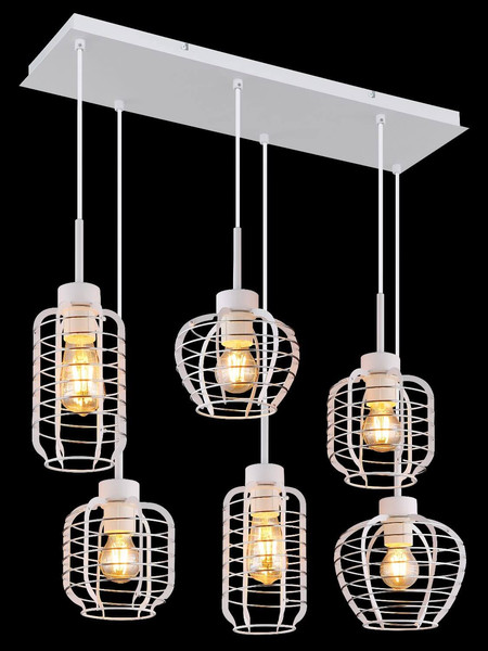 Globo Pendelleuchte Nesa 6-flammig E27 Weiß matt Metall 120x77,5cm