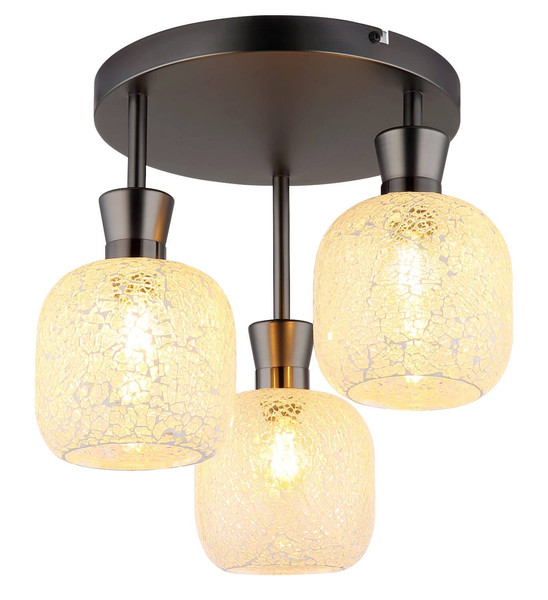 Globo Deckenleuchte Brokana 3-flammig E14 Schwarz-chrom matt Metall Glas Ø33cm