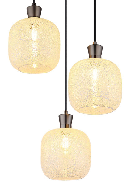 Globo Pendelleuchte Brokana 3-flammig E14 Schwarz-chrom matt Metall Glas Ø30cm