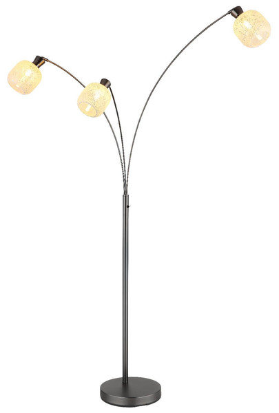 Globo Stehleuchte Brokana 3-flammig E14 Schwarz-chrom matt Metall Glas 200,5cm