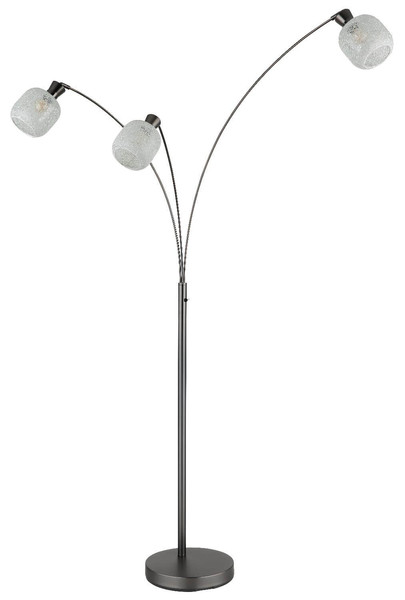 Globo Stehleuchte Brokana 3-flammig E14 Schwarz-chrom matt Metall Glas 200,5cm