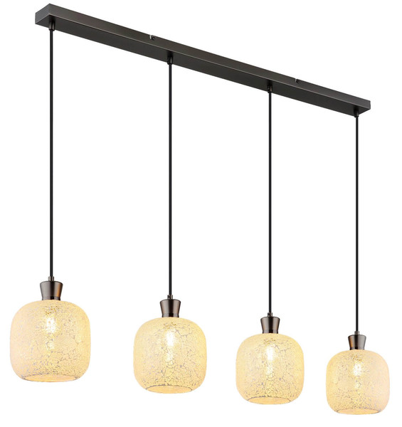 Globo Pendelleuchte Brokana 4-flammig E14 Schwarz-chrom matt Metall Glas 120x106cm