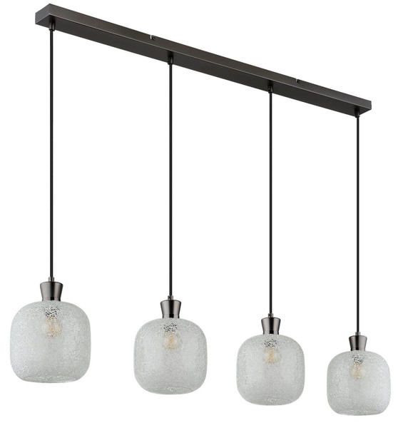 Globo Pendelleuchte Brokana 4-flammig E14 Schwarz-chrom matt Metall Glas 120x106cm
