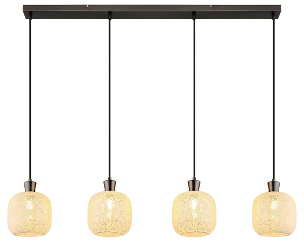 Globo Pendelleuchte Brokana 4-flammig E14 Schwarz-chrom matt Metall Glas 120x106cm