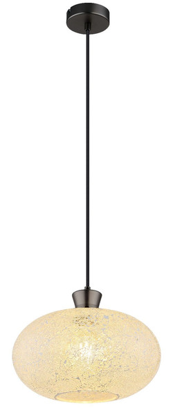 Globo Pendelleuchte Brokana E27 Schwarz-chrom matt Metall Glas Ø30cm