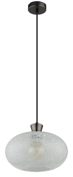 Globo Pendelleuchte Brokana E27 Schwarz-chrom matt Metall Glas Ø30cm