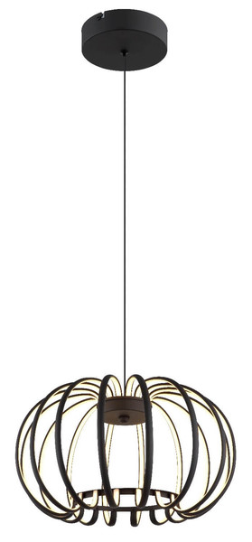 Globo LED Pendelleuchte Ribbon 40W warmweiss Schwarz matt Metall Aluminiumstäbe Ø40cm