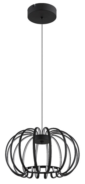 Globo LED Pendelleuchte Ribbon 40W warmweiss Schwarz matt Metall Aluminiumstäbe Ø40cm