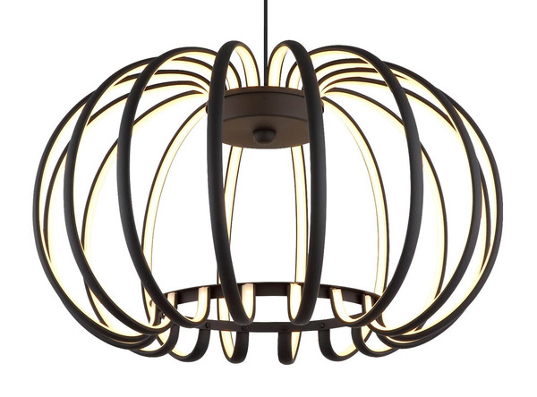 Globo LED Pendelleuchte Ribbon 40W warmweiss Schwarz matt Metall Aluminiumstäbe Ø40cm