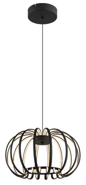 Globo LED Pendelleuchte Ribbon 40W warmweiss Schwarz matt Metall Aluminiumstäbe Ø40cm