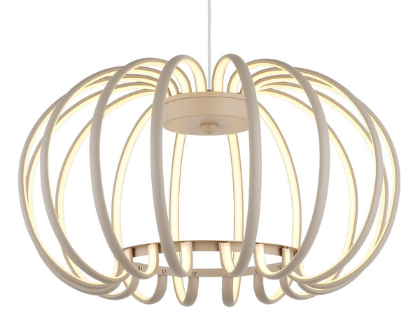 Globo LED Pendelleuchte Ribbon 40W warmweiss Sandfarben matt Metall Aluminiumstäbe Ø40cm