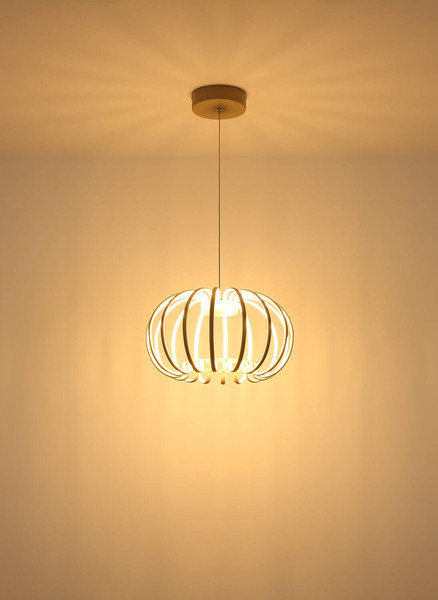 Globo LED Pendelleuchte Ribbon 40W warmweiss Sandfarben matt Metall Aluminiumstäbe Ø40cm